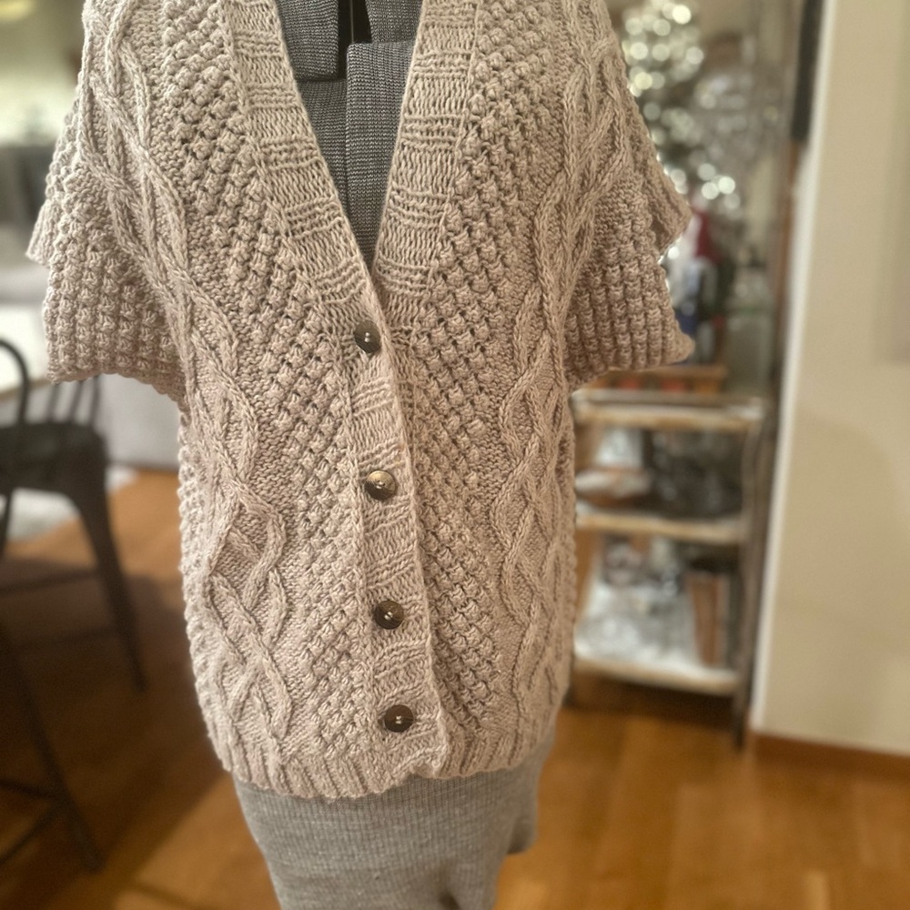 Cable Knit Button-Up Sweater - Cream